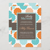 Neutral Baby Shower Invitation, Orange, Aqua, 976 Einladung (Vorne/Hinten)