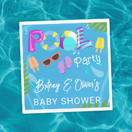 Neutral Baby Shower Pool Party Summer Serviette