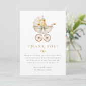 Neutral Baby Shower Thank You Card | Ivory & Gold Dankeskarte (Stehend Vorderseite)