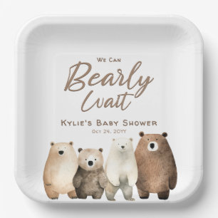 Neutral Bear Bear Baby Shower Pappteller