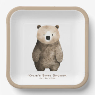 Neutral Bear Bear Baby Shower Pappteller