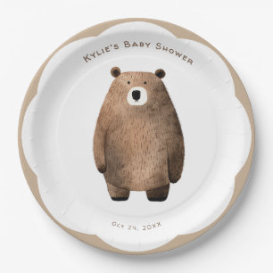 Neutral Bear Bear Baby Shower Pappteller