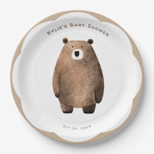 Neutral Bear Bear Baby Shower Pappteller (Vorderseite)