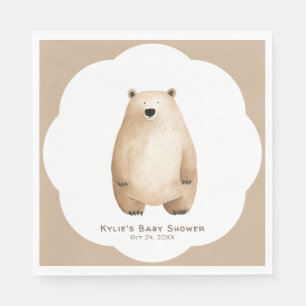 Neutral Bear Bear Baby Shower Serviette