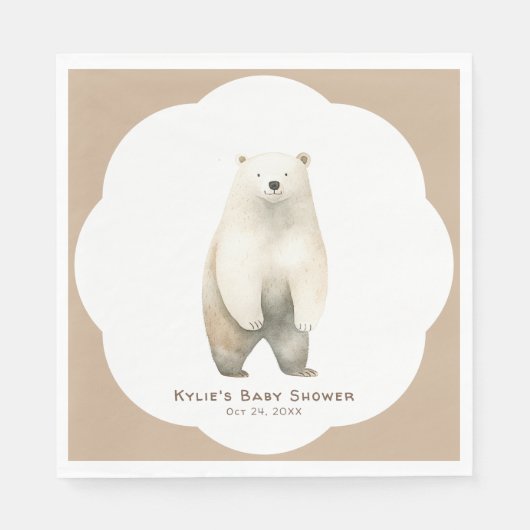 Neutral Bear Bear Baby Shower Serviette (Vorderseite)