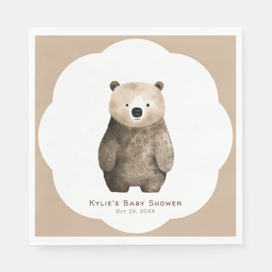 Neutral Bear Bear Baby Shower Serviette (Vorderseite)