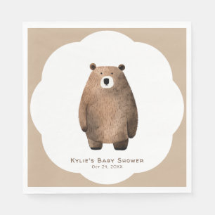 Neutral Bear Bear Baby Shower Serviette