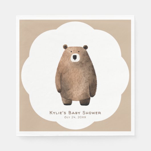 Neutral Bear Bear Baby Shower Serviette (Vorderseite)