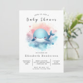 Neutral bearbeitbare Whale-Babydusche Einladung (Stehend Vorderseite)