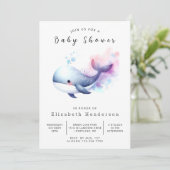 Neutral bearbeitbare Whale-Babydusche Einladung (Stehend Vorderseite)
