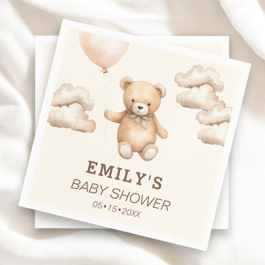 Neutral Bearly Can Wait Baby Shower  Serviette