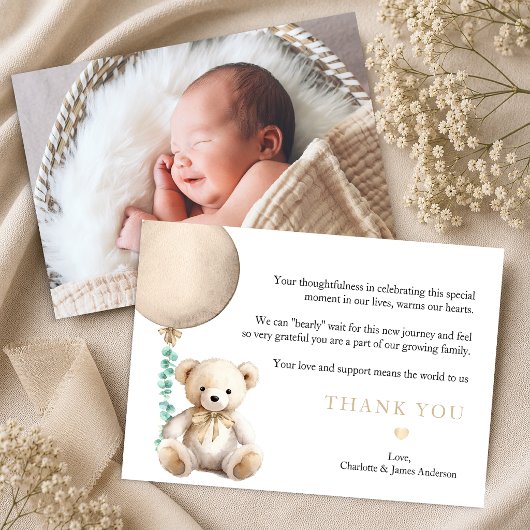 Neutral Bearly Wait Baby Dusche Danke Karte