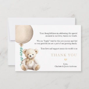 Neutral Bearly Wait Baby Dusche Danke Karte