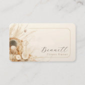 Neutral Beige Abstrakt Dried Blume Boho Script Visitenkarte (Vorderseite)