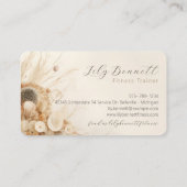 Neutral Beige Abstrakt Dried Blume Boho Script Visitenkarte (Rückseite)