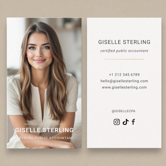 Neutral Beige Accountant CPA Minimal Modern Visitenkarte