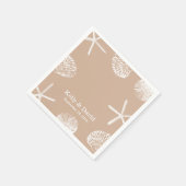 Neutral Beige Beach Theme Seashells Wedding Serviette (Ecke)