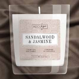 Neutral Beige Boho Aesthetic Candle Product Label Quadratischer Aufkleber
