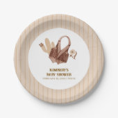 Neutral Beige Boho Cactus Cowgirl Baby Shower Pappteller (Vorderseite)