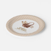 Neutral Beige Boho Cactus Cowgirl Baby Shower Pappteller (Schrägansicht)