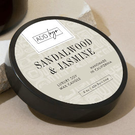 Neutral Beige Boho Logo Candle Jar Lid Runder Aufkleber