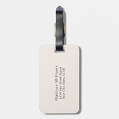 Neutral Beige Boho Script Monogram und Name Gepäckanhänger (Rückseite vertikal)