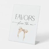 Neutral Beige Bow Gunst Brautparty Pedestal Sign Sockelschild (Vorderseite)