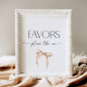 Neutral Beige Bow Gunst Brautparty Pedestal Sign Sockelschild