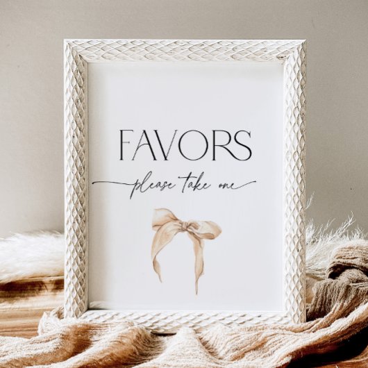 Neutral Beige Bow Gunst Brautparty Pedestal Sign Sockelschild