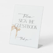 Neutral Beige Bow Unterschreiben des Guestbook Ped Sockelschild (Vorderseite)