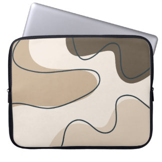 Neutral Beige & Brown Abstract Boho Liquid Swirl L Laptopschutzhülle