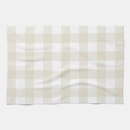 Neutral Beige Buffalo Check Plaid Rustic Farmhouse Geschirrtuch (Horizontal)