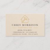 Neutral Beige Construction Minimalist Gold QR Code Visitenkarte (Vorderseite)