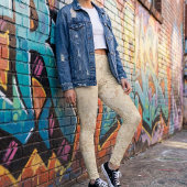 Neutral Beige Distressed Splatter High-Waisted Leggings