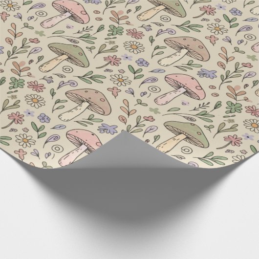 Neutral Beige Earthy Mushroom Seamless Pattern Geschenkpapier (Ecke)