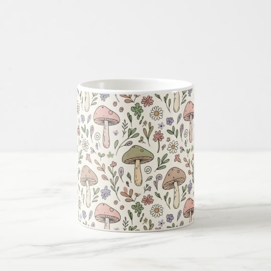 Neutral Beige Earthy Mushroom Seamless Pattern Kaffeetasse (Mittel)