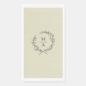 Neutral Beige Elegant Laurel Wreath Monogram Serviette (Vorderseite)