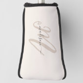 Neutral Beige fette Script Monogram und Name Golf Headcover (Rotieren 90)