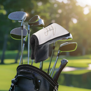 Neutral Beige fette Script Monogram und Name Golf Headcover