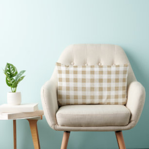 Neutral Beige Gingham Kariert Lendenkissen