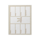 Neutral Beige Gingham Kariert Weekend Planner Note Notizblock (Rotiert)