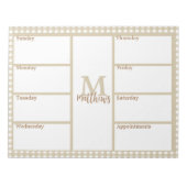 Neutral Beige Gingham Kariert Weekend Planner Note Notizblock (Vorderseite)
