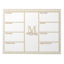 Neutral Beige Gingham Kariert Weekend Planner Note