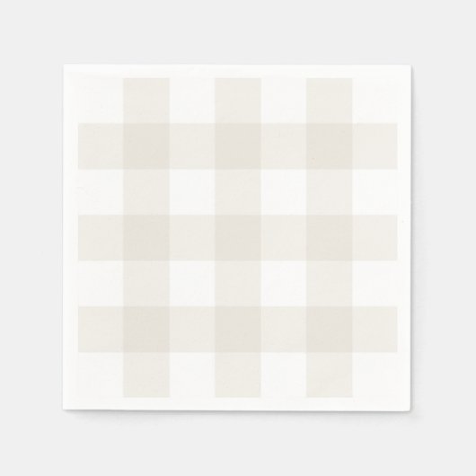Neutral Beige Gingham Napkins Serviette (Vorderseite)