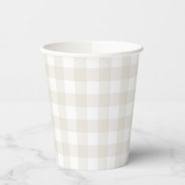 Neutral Beige Gingham Pappbecher