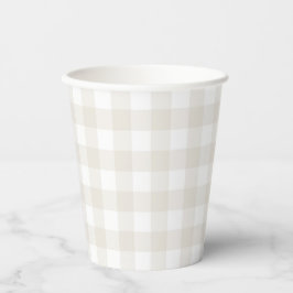 Neutral Beige Gingham Pappbecher
