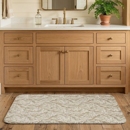 Neutral Beige Gold Botanical Leaf William Morris Badematte