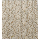 Neutral Beige Gold Botanical Leaf William Morris Duschvorhang (Vorderseite)