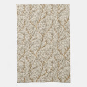 Neutral Beige Gold Botanical Leaf William Morris Geschirrtuch (Vertikal)