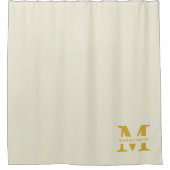 Neutral Beige Gold Monogram Duschvorhang (Vorderseite)
